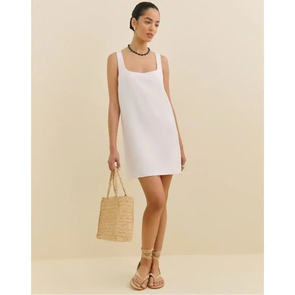 Reformation Hamley Linen Dress - White Linen Relaxed Fit Sleeveless Mini Dress - greenwatershopping.com Reformation Hamley Linen Dress - White Linen Relaxed Fit Sleeveless Mini Dress - greenwatershopping.com